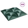 vidaXL Sienas paneļi 48 pcs Origami Zaļ&scaron; 50 x 50 cm XPS Putu