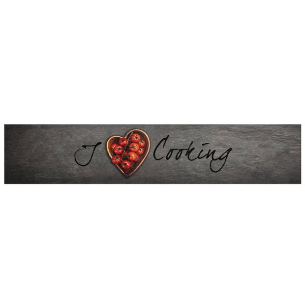 vidaXL virtuves paklājs, mazgājams, ar uzrakstu, 60x300 cm , samts