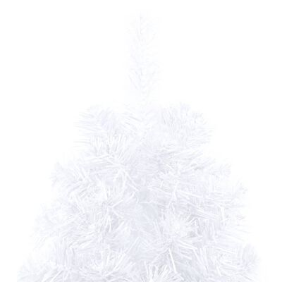 vidaXL izgaismota Ziemassvētku egle ar rotājumiem, balta, 150 cm