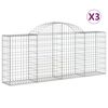 vidaXL arkveida gabiona grozi, 3 gb., 200x30x80/100cm, cinkota dzelzs