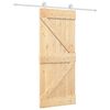 vidaXL Slīdo&scaron;ās durvis Dabisks un balts 85 x 210 cm Cieta priedes koks