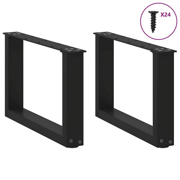 vidaXL kafijas galdiņa kājas, 2 gab., U-veida, melnas, 50x(30-31) cm, tērauds