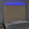vidaXL gultas galvgalis ar LED, 100x7x118/128 cm, krēmkrāsas audums