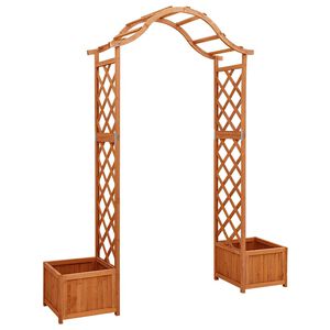 vidaXL dārza pergola ar puķu kasti, egles masīvkoks