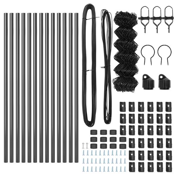 vidaXL Žoga āķis Pelēka 25 x 0,6 m (40 x 40 mm acs) Tērauds un PVC