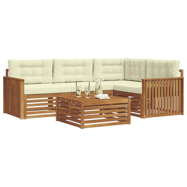 vidaXL Āra dīvānu komplekts ar spilvenu 5 pcs Dabisks un krējuma