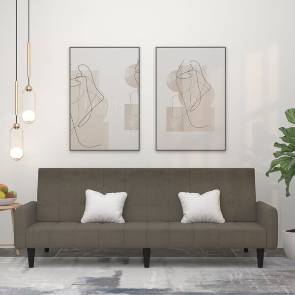 vidaXL divvietīga dīvāngulta, tum&scaron;i pelēks mikro&scaron;ķiedras audums