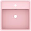 vidaXL izlietne, 41x41 cm, kvadrāta forma, matēta rozā keramika
