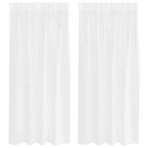 vidaXL Voile aizkaris ar aizkariem 2 pcs Balts 175 x 140 cm Poliesters