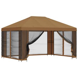 vidaXL Dārza paviljons ar sānu sienām 4 &times; 3 m Bē&scaron;a