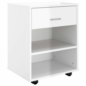 vidaXL skapītis ar riteņiem spīdīgi balts 46x36x59cm inženierijas koks