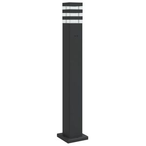 vidaXL āra grīdas lampa ar kontaktligzdu, melns, 80 cm, alumīnijs