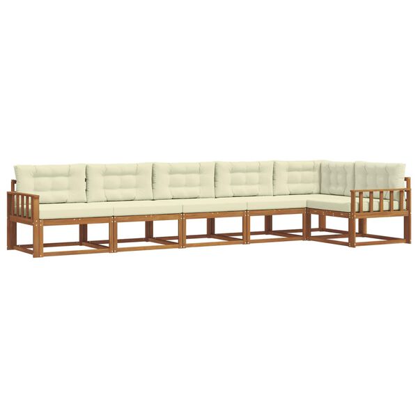 vidaXL Āra dīvānu komplekts ar spilvenu 6 pcs Dabisks un krējuma