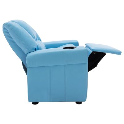 vidaXL bērnu atpūtas krēsls, atgāžams, zila mākslīgā āda