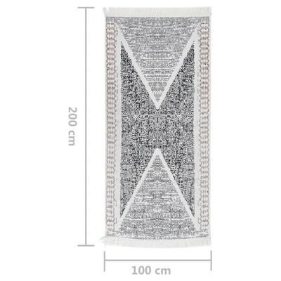 vidaXL paklājs, pelēks ar melnu, 100x200 cm, kokvilna