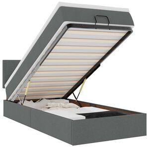 vidaXL Osmaņu gultas rāmis ar matrača tum&scaron;i pelēks 90x190 cm audums