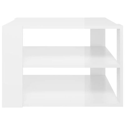 vidaXL kafijas galdiņš, 60x60x40 cm, spīdīgi balts, skaidu plāksne