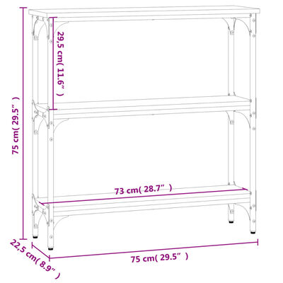 vidaXL konsoles galdiņš, ozolkoka, 75x22,5x75 cm, inženierijas koks