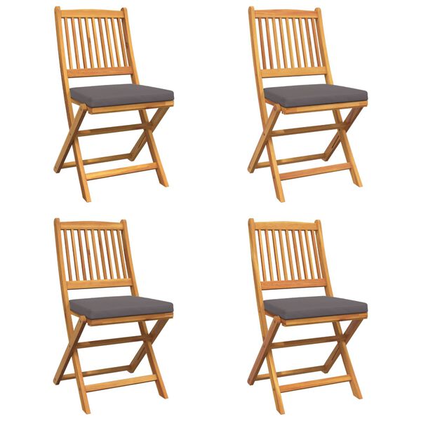 vidaXL Saliekamā krēsls ar spilvenu 4 pcs Pelēka 49 x 57.5 x 92cm