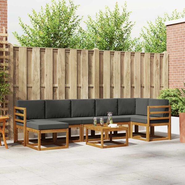 vidaXL Āra dīvānu komplekts ar spilvenu 8 pcs Dabisks un antracīts