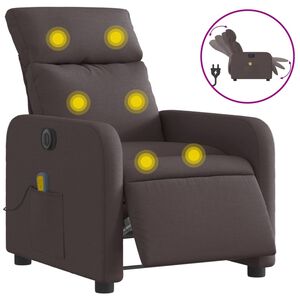 vidaXL elektrisks masāžas krēsls, atgāžams, tum&scaron;i brūns audums