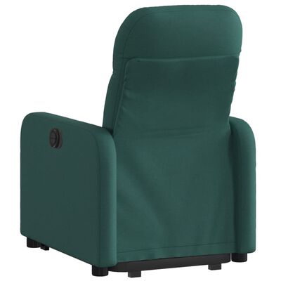 vidaXL elektrisks atpūtas krēsls, paceļams/atgāžams, tumši zaļš audums