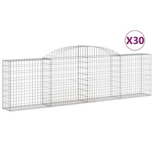 vidaXL arkveida gabiona grozi, 30 gb., 300x30x80/100cm, cinkota dzelzs