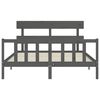 vidaXL gultas rāmis ar galvgali, pelēks, King Size, masīvkoks