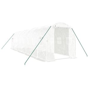 vidaXL siltumnīca ar tērauda rāmi, balta, 16 m&sup2;, 8x2x2 m