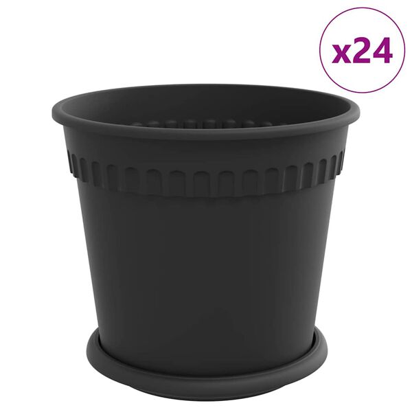 vidaXL Augu podi 24 pcs Melna &Oslash; 19 x 16 cm Plastmasa