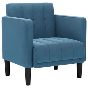 vidaXL dīvāns ar roku balstiem, zils, 53 cm, samts
