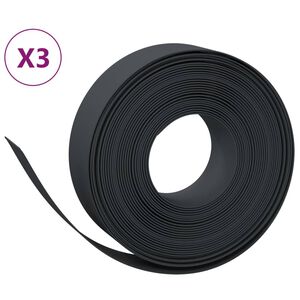 vidaXL dārza apmales, 3 gab., 10 m, 15 cm, polietilēns, melnas