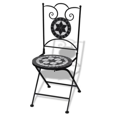 vidaXL saliekami bistro krēsli, 2 gab., keramika, melni un balti