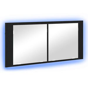 vidaXL LED spoguļa skapītis ar plauktu Melns ozolkoks 100 x 12 x 45 cm