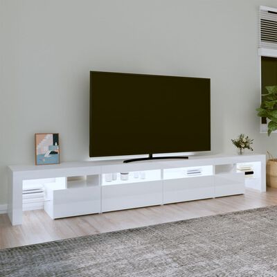 vidaXL TV skapītis ar LED apgaismojumu, spīdīgi balts, 260x36,5x40 cm