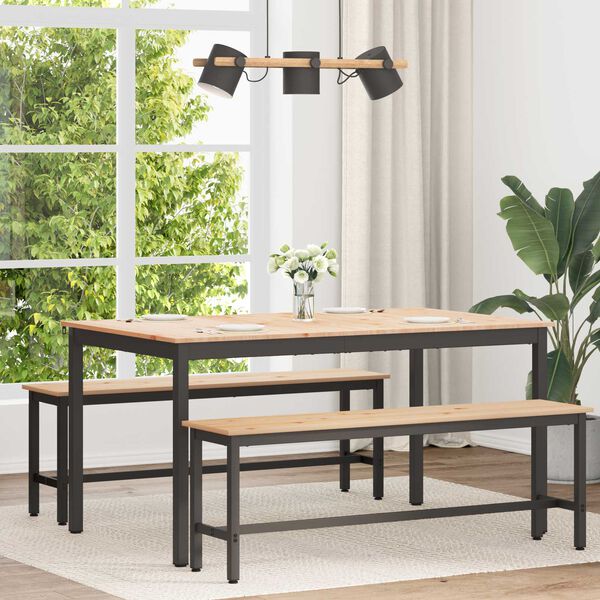 vidaXL Ēdamgalds Dabiska 150 x 90 x 75 cm Ciets priedes koks