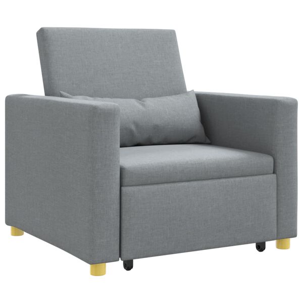 vidaXL Izvelkamā dīvāna gulta viena personai Gai&scaron;i pelēka audums