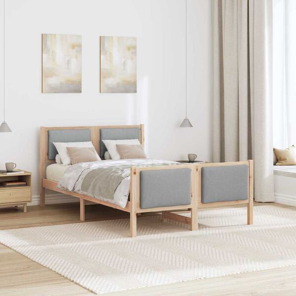 vidaXL Gultas rāmis ar galvas klāju Gaiši pelēks 120 x 200 cm audums