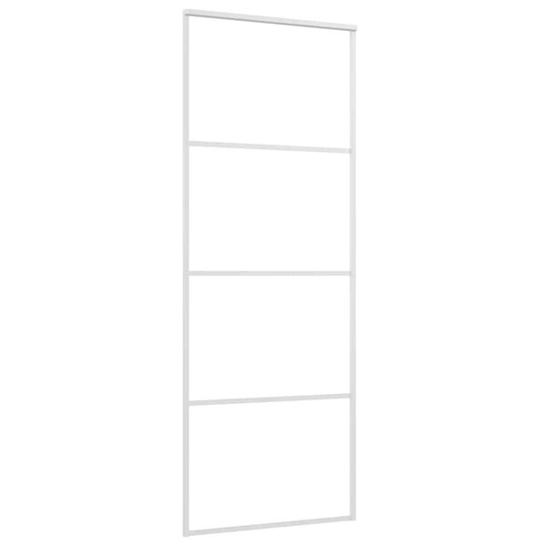 vidaXL bīdāmās durvis, 76x205 cm, ESG stikls, balts alumīnijs
