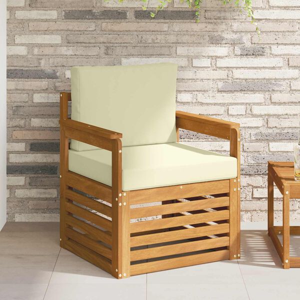 vidaXL Āra dīvānu komplekts Cieta akācijas koks un poliesters Dabiska