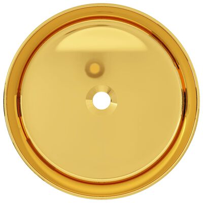 vidaXL izlietne, 40x15 cm, keramika, zelta krāsa