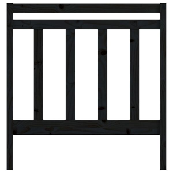 vidaXL gultas galvgalis, melns, 106x4x100 cm, priedes masīvkoks