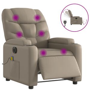 vidaXL elektrisks masāžas krēsls, atgāžams, kapučīno mākslīgā āda