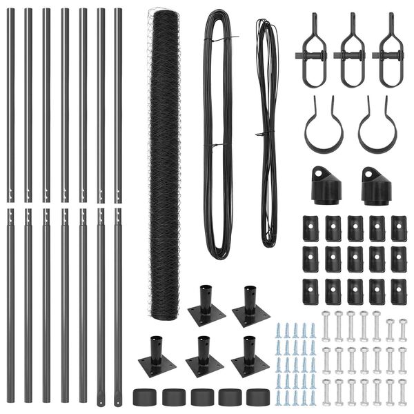 vidaXL Žoga āķis Pelēka 10 x 1,4 m (50 mm siets) Tērauds un PVC