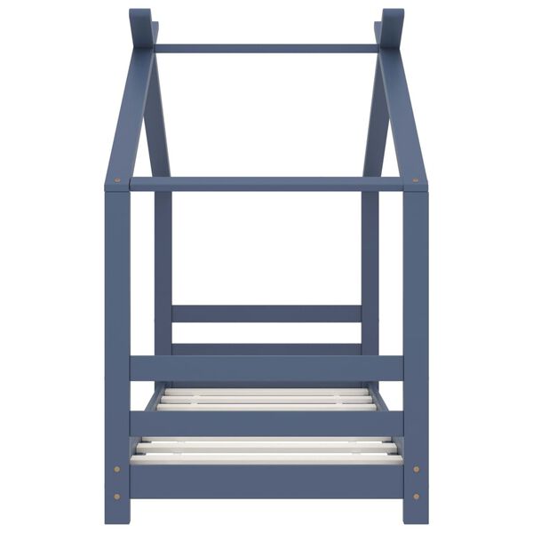 vidaXL bērnu gultas rāmis, pelēks, priedes masīvkoks, 70x140 cm