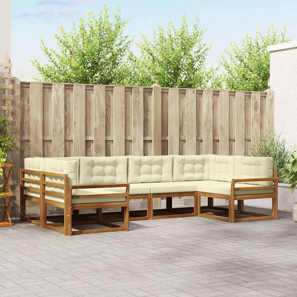 vidaXL Āra dīvānu komplekts ar spilvenu 6 pcs Dabisks un krējuma