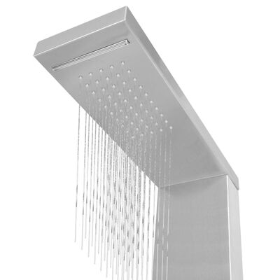 vidaXL dušas sistēma ar paneli, nerūsējošais tērauds, kvadrāta