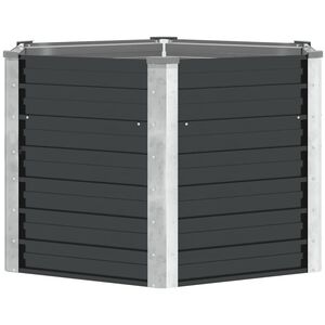 vidaXL augstā puķu kaste, pelēka, 129x129x77 cm, cinkots tērauds