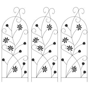 vidaXL Dārza žogs 3 gab. Melna 112 x 39,5 cm Tērauds