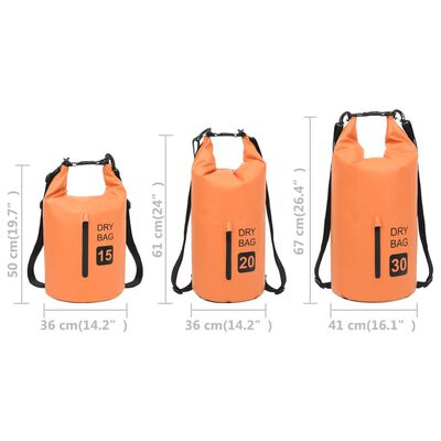 vidaXL ūdens soma ar rāvējslēdzēju, oranža, 15 L, PVC